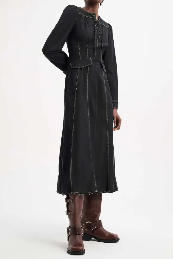 Kleider | Dorothee Schumacher Denim Romance Dress Charcoal Grey