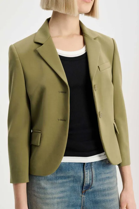 Blazer | Dorothee Schumacher Emotional Essence Jacket Dark Shiny Khaki