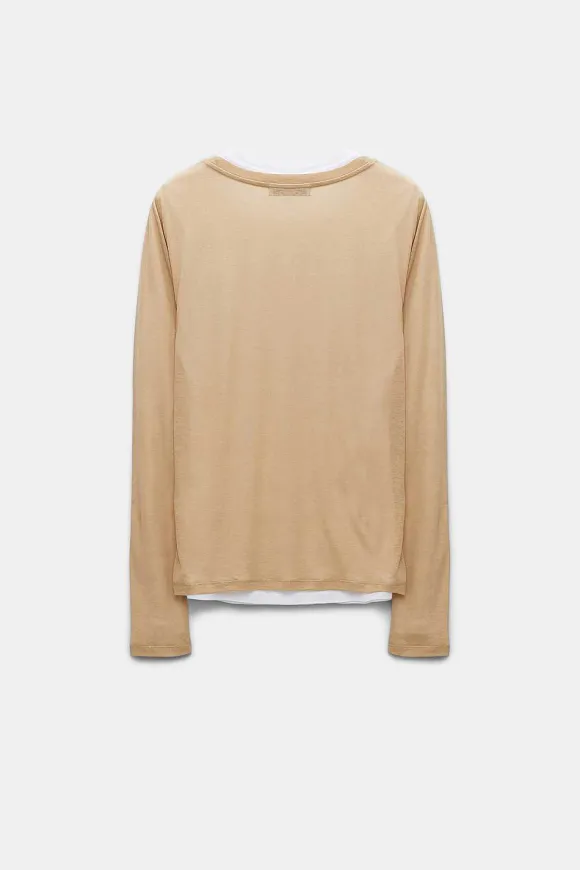 Shirts & Tops | Dorothee Schumacher Layer Love Shirt Brown And Creme Mix