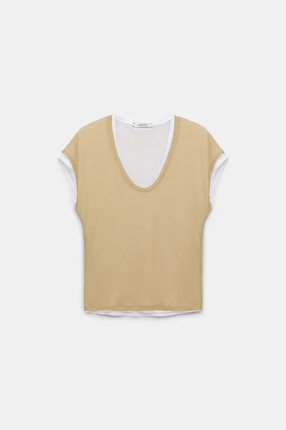 Shirts & Tops | Dorothee Schumacher Layer Love Shirt Brown And Creme Mix