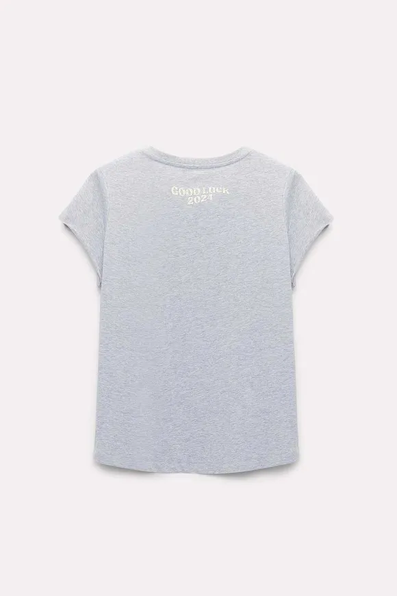 Shirts & Tops | Dorothee Schumacher Lucky You Shirt Grey Melange With Gold Print