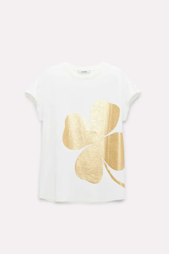 Shirts & Tops | Dorothee Schumacher Lucky You Shirt Camelia White With Glold Print