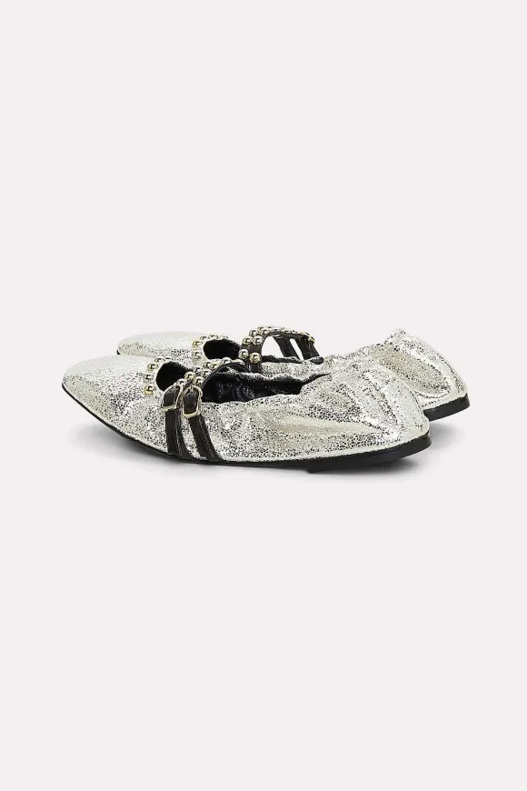 Schuhe | Dorothee Schumacher Metallic Chic Studded Ballerina Silver