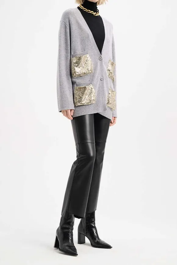 Strick | Dorothee Schumacher Patched Coziness Cardigan Cozy Grey