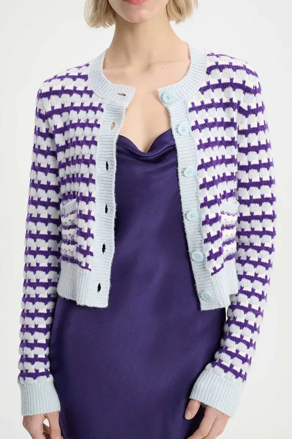 Strick | Dorothee Schumacher Playful Softness Cardigan Purple Blue White Mix