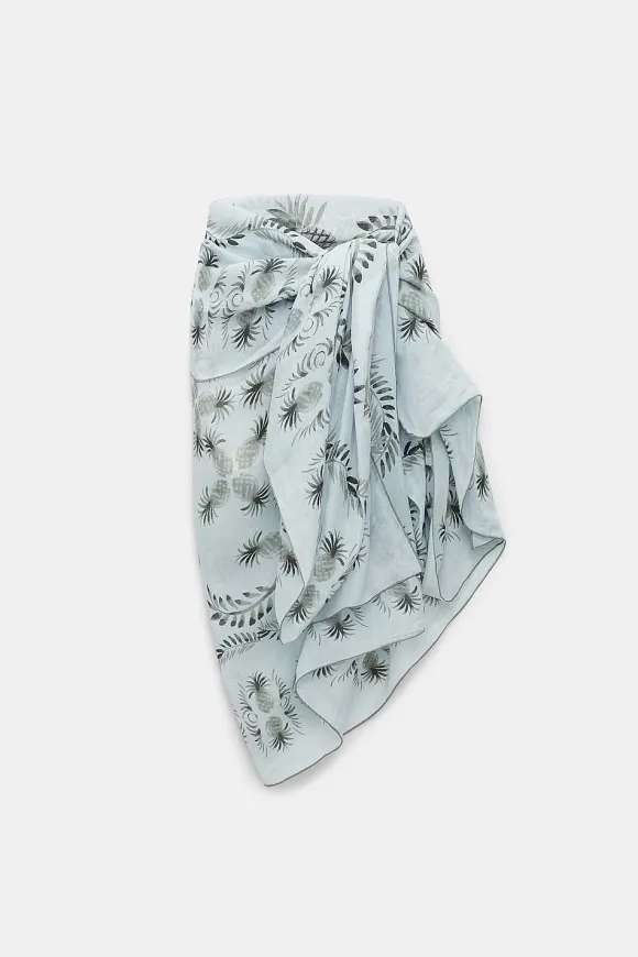 Small Accessories | Dorothee Schumacher Printed Summer Pareo Sage Green Pinapples