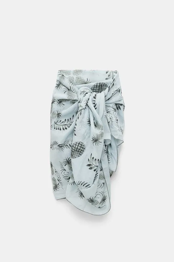 Small Accessories | Dorothee Schumacher Printed Summer Pareo Sage Green Pinapples