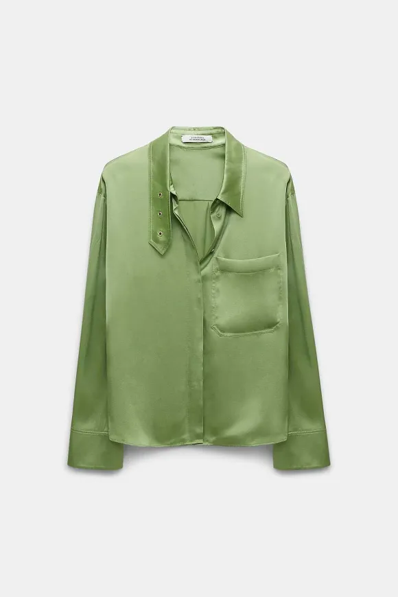 Blusen | Dorothee Schumacher Shiny Statement Blouse Soft Green