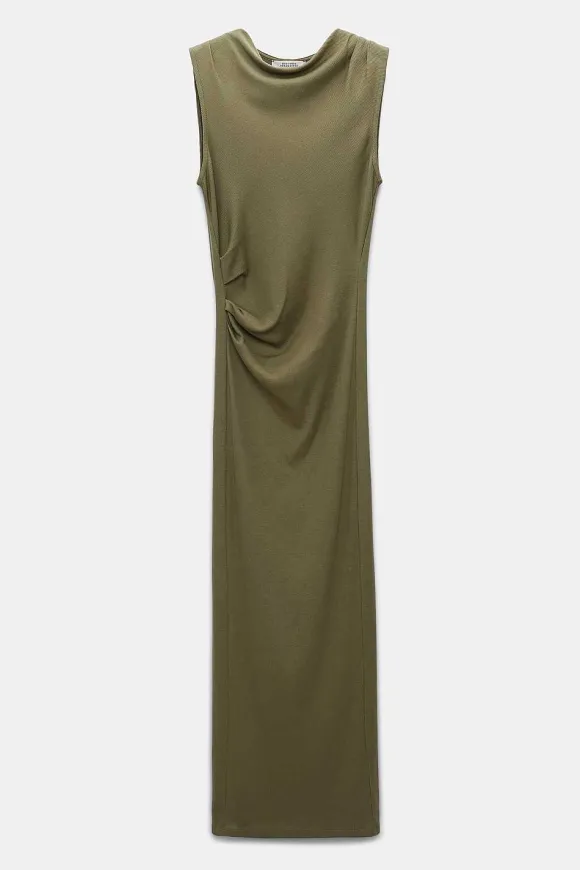 Kleider | Dorothee Schumacher Simply Timeless Dress Dark Shiny Khaki