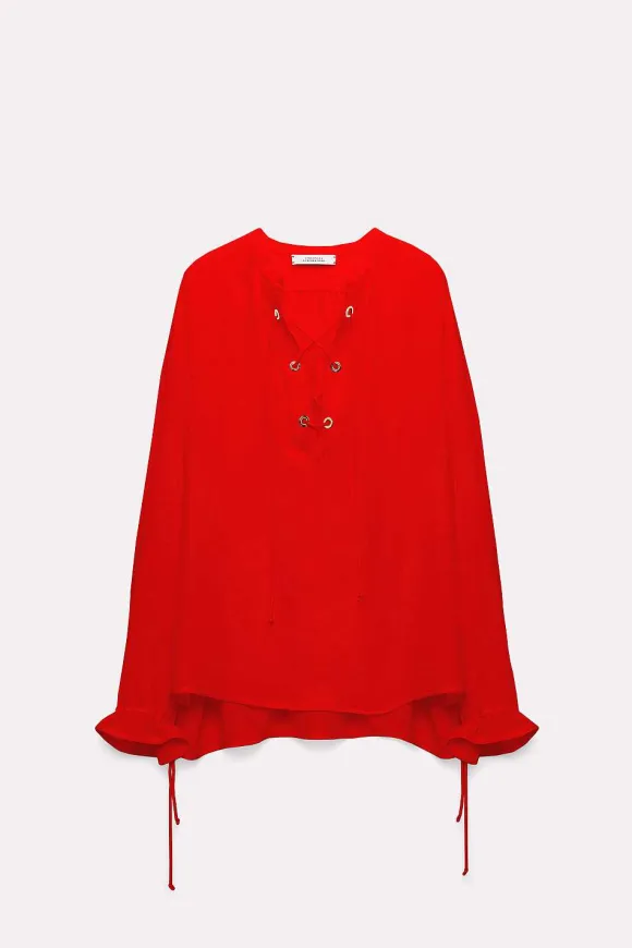 Blusen | Dorothee Schumacher Sophisticated Volumes Blouse Shiny Red